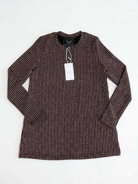 NWT Jade by Johnny Was Jenna Metallic Tunic Top Bronze Gold Knit PXS Petite XS